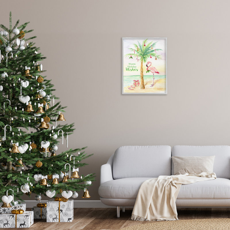 Palmier tropical de Noël flamant tropical, 30" H x 24" W, Estampe numérique Farmhouse