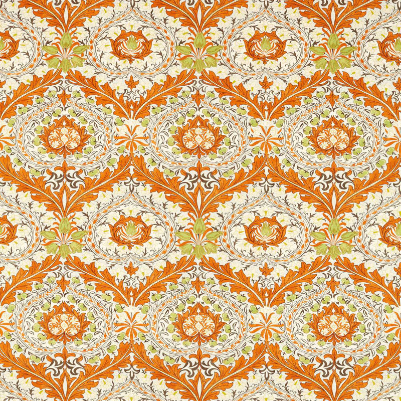 Merton Fabric, Burnt Orange/Chartreuse