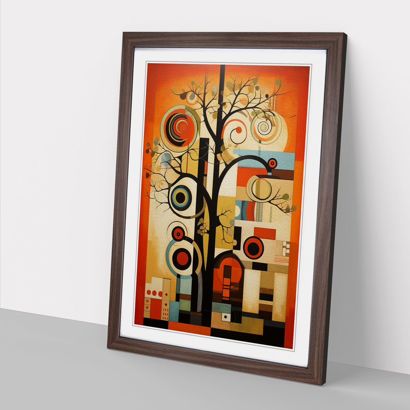 Oak Tree Constructivism No.4 - Single Picture Frame Print on Wood, Walnut, 34cm H x 25cm W x 2cm D