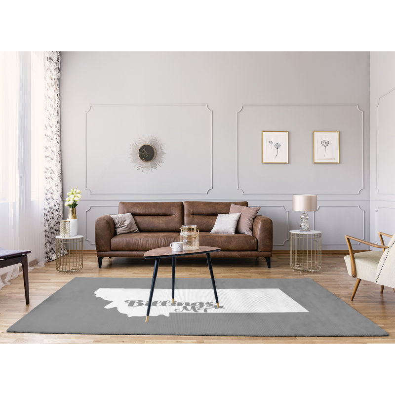 Tapis gris zone en polyester billings montana, Rectangle 8 pi x 10 pi
