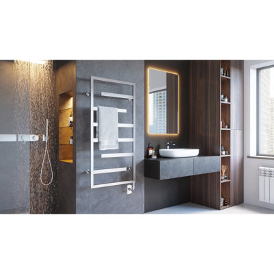 23.5"x31" Vasto Designer Wall Mounted Electric Plug-In Towel Warmer - Polished Nickel, Fluid Filled, Lifetime Warranty