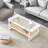 Mittal 45.3" Mid-Century Rectangular Coffee Table with Rounded Edges, Fluted Glass Top & Rattan Shelf, Manufactured Wood Sled Base-908244776