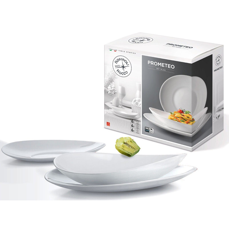 Prometeo Glass Dinnerware Set 18 Piece - Service for 6