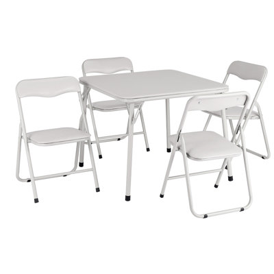 Ensemble table et chaises pliantes pour enfants (5 pièces), table et chaises rembourrées pour activités, structure métallique, idéales pour manger, lire et jouer, beige