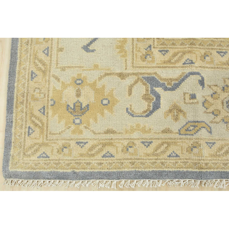 Tapis oriental en laine noué à la main bleu Nastaho