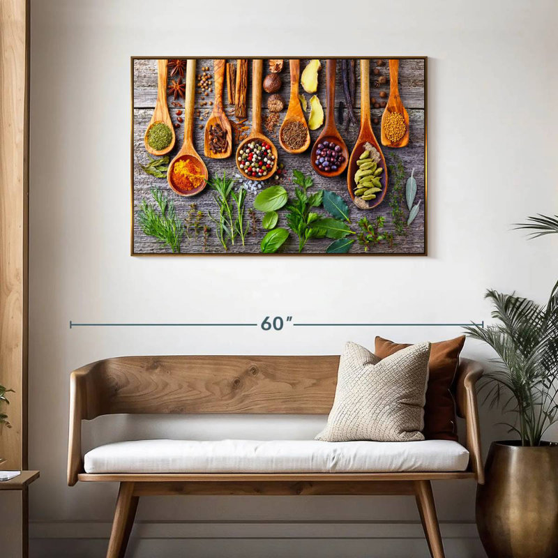 Herbes et épices, Cadre flottant doré, 43 po x 29 po