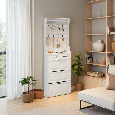 Shoe Cabinet With 3 Doors 2 Drawers With Hanger,Large Space For Storage