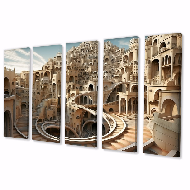 «Architectural Dreamscape», art mural 5 pièces, H 28 po x l 60 po