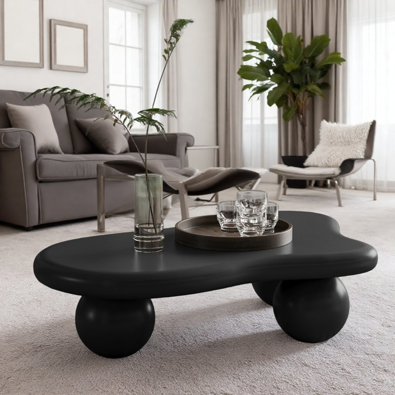 40.12 Inch Cloud Shaped Coffee Table, Black