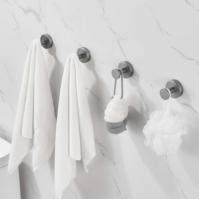 Round Base Wall Hanging Coat Hook With Screws- Towel Hook,4 Pack,For Entry Shoe Cabinet,Wardrobe Bathroom Bedroom Furniture Hardware