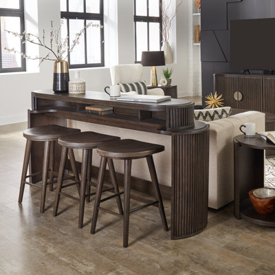  Ensemble de table console 4 pièces avec tabourets et station de charge Jefrin