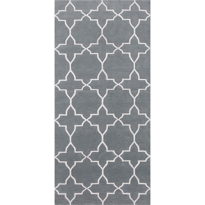 Alhambra Hand Knotted Geometric Area Rug in Gray, Rectangle 12' x 16'
