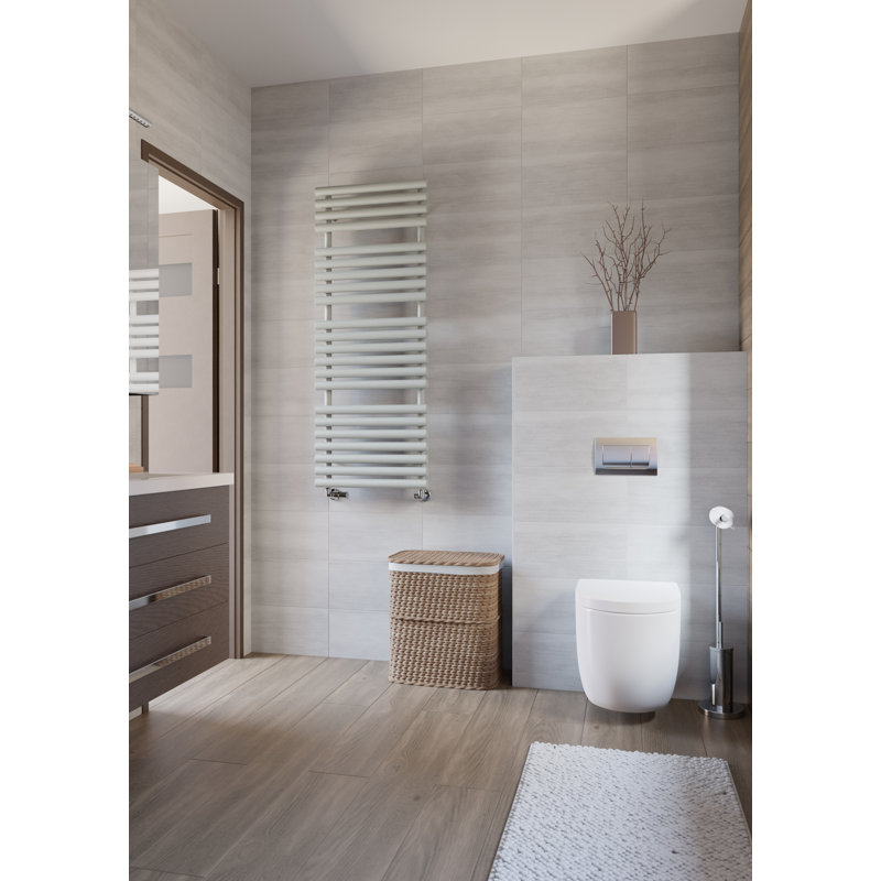 Rolo Towel Heated Towel Rail, Grey, 1360cm H x 520cm W x 123cm D
