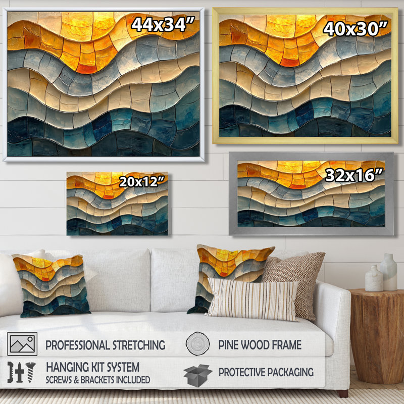 «Waves», art mural pour le salon fauvisme, H 34 po x l 44 po, Reproduction encadrée d'une seule photo, Noir