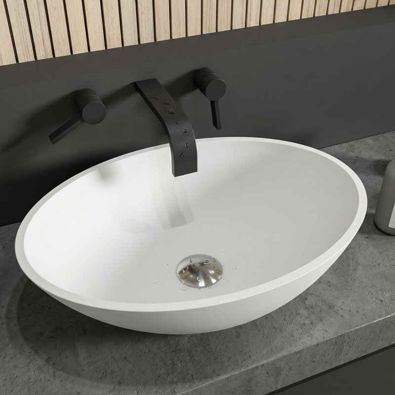 Lavabo de salle de bain ovale à poser sur comptoir ovale 20 po blanc mat