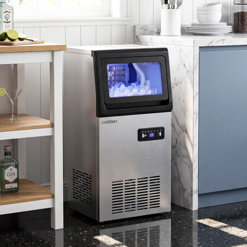 Machine à glaçons commerciale en acier inoxydable de 110 lb / 24 H avec capacité de 25 lb