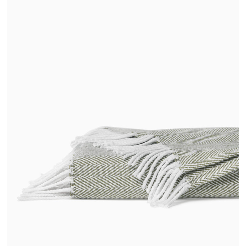 Celine Chevron Throw Blanket, White/Willow