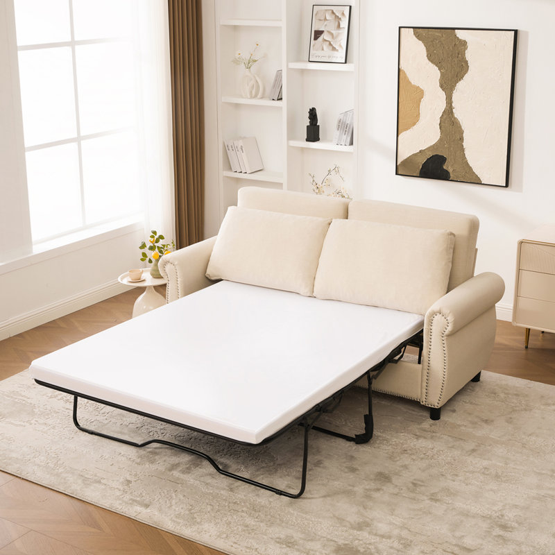 Canapé-lit 2 places avec canapé-lit et matelas, Beige