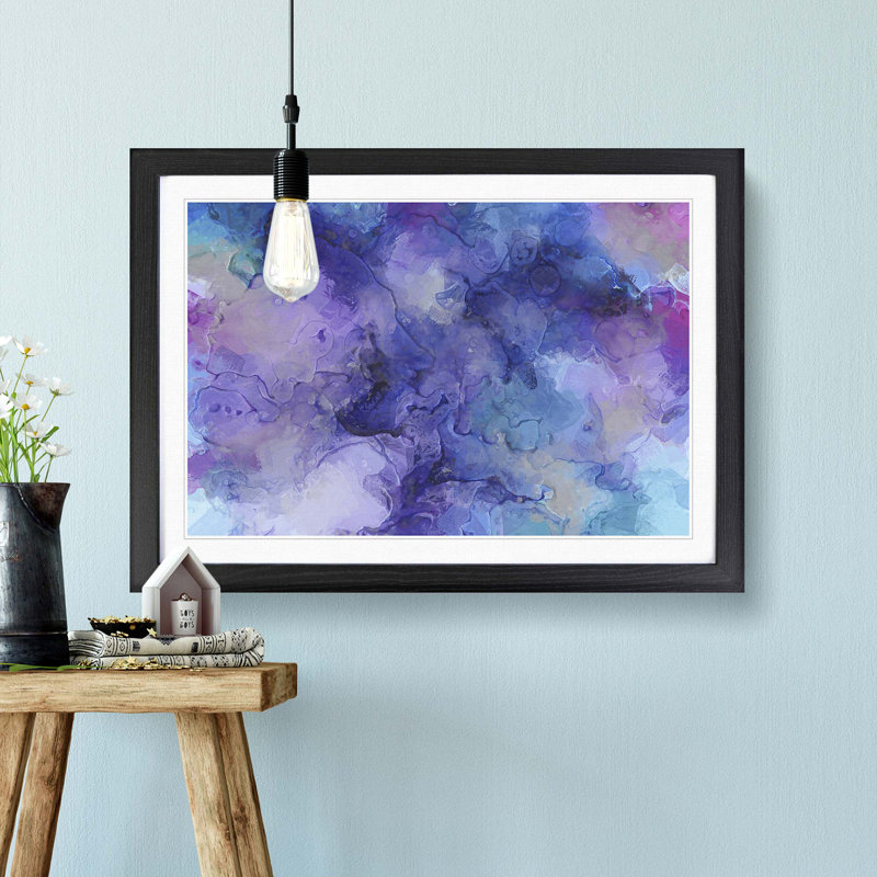 Midnight Joy in Abstract - Picture Frame Painting Print, 27cm H x 36cm W x 2cm D, Black Framed