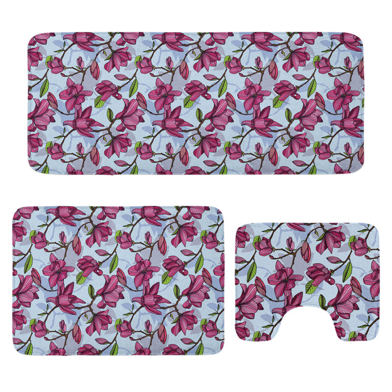 Multicolore ensemble de tapis en U et rectangulaires 3 pièces Magnolia