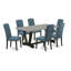 Ensemble de salle à manger 7 pièces - 6 chaises Parson bleues et une table de salle à manger en ciment - Finition noire brossée-1971964905-1971964907