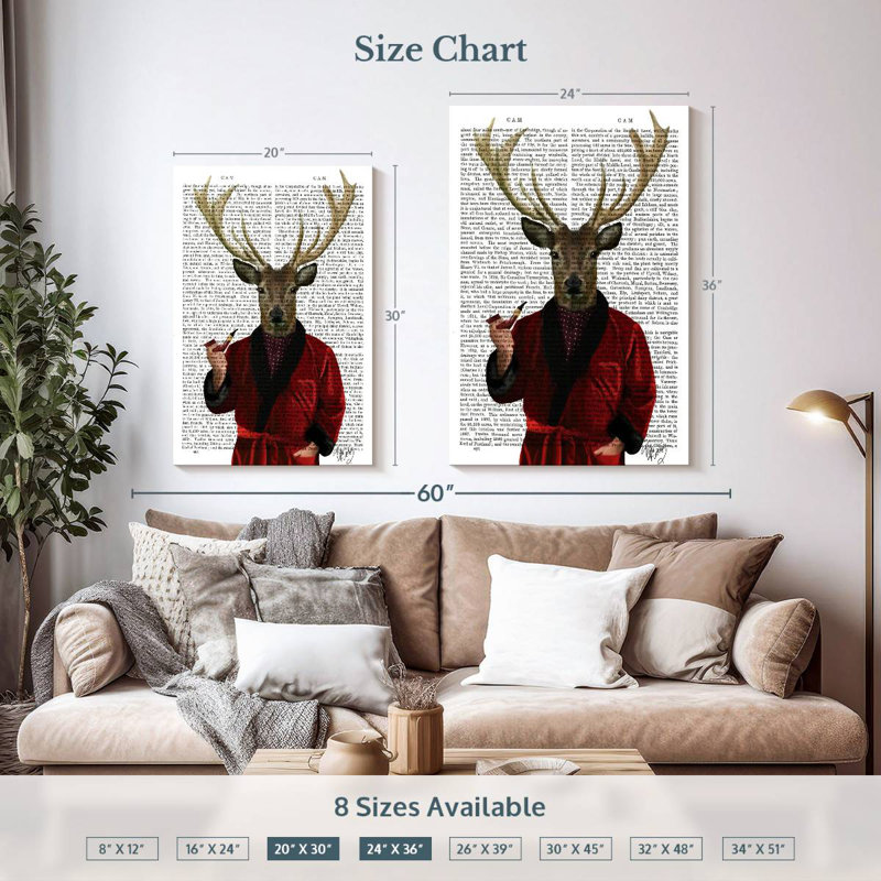 Brampt Deer In Smoking Jacket, 36" H x 24" W