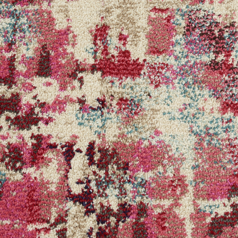 Tapis contemporain contemporain rose, Rond 4 pi