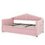 Lit de jour simple rembourré avec couchette escamotable, cadre en velours avec ports USB et 2 poches latérales-968937509