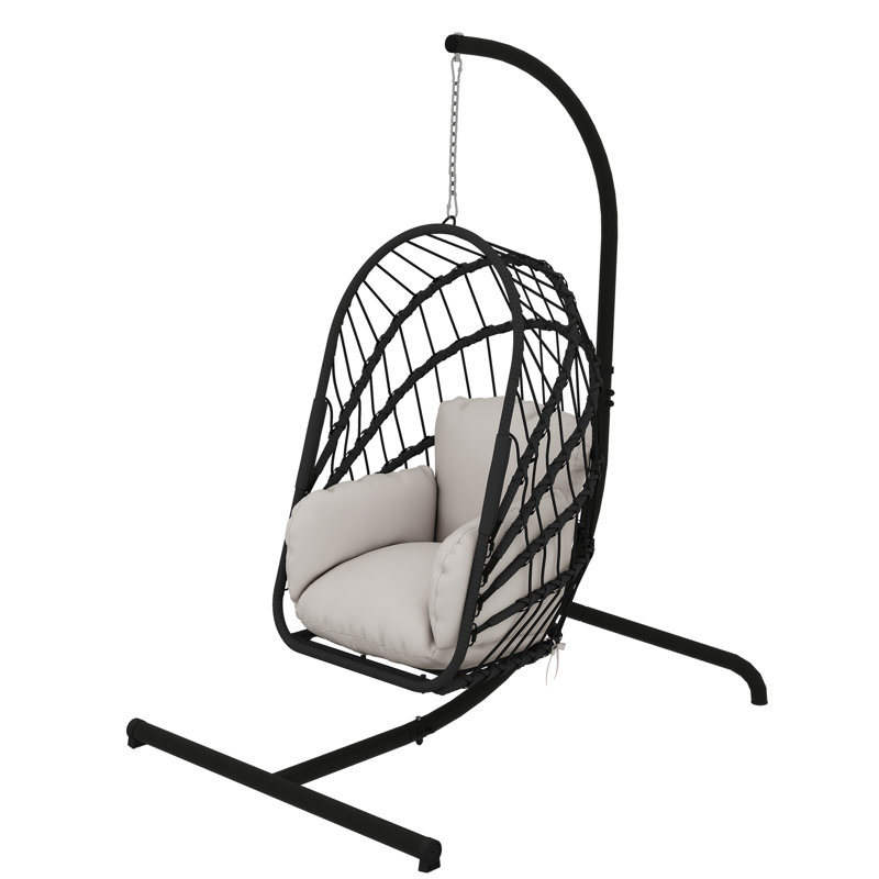 Daijon 1 Person Egg Chair with Stand, Black, Grey