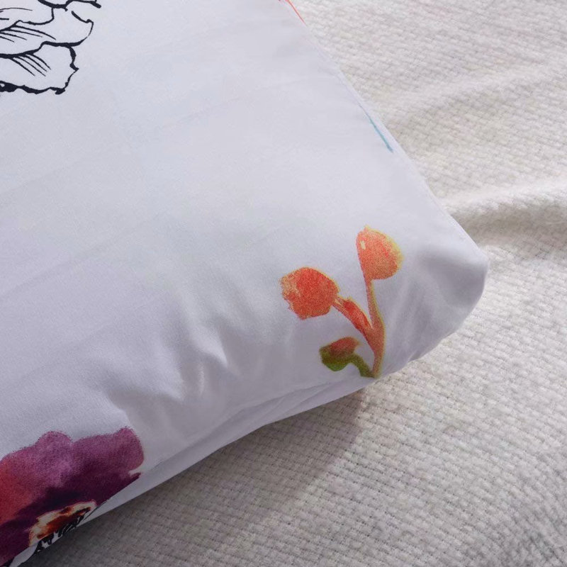 Polyester Jersey Knit Floral Duvet Cover, White, Twin Duvet Cover + 1 Pillowcase