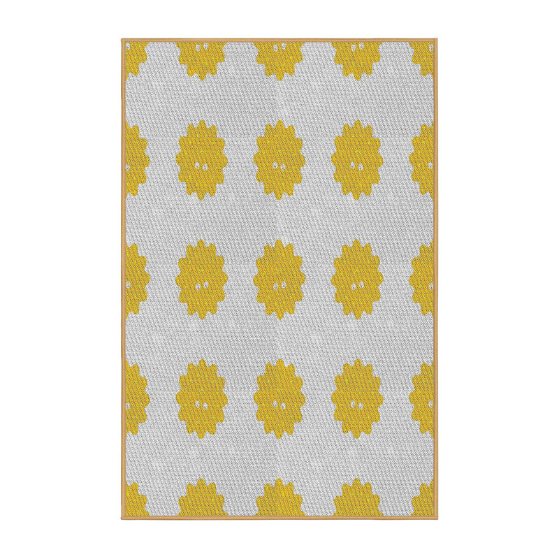 Tapis jaune à motif floral Daryl, Rectangle 8 pi x 10 pi