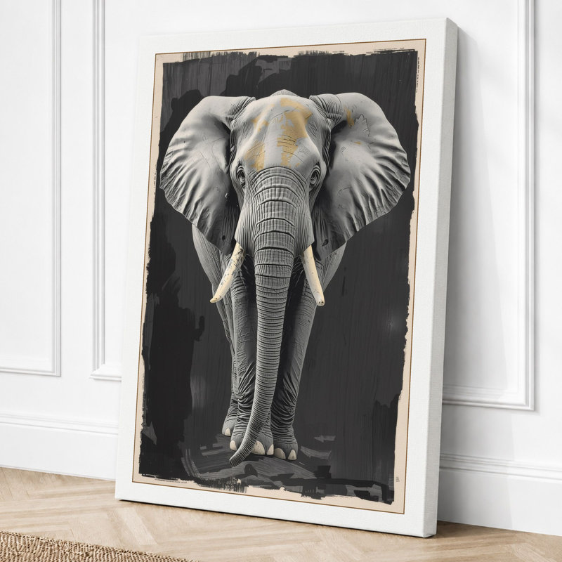 Elephant in Presence Modern - Wrapped Canvas, 36x24 - 91.4 x 61.0 cm, White Border