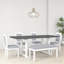 Ensemble de table de salle à manger à tréteaux extensible 6 pièces 76,9 pouces avec rallonge amovible, chaises et banc rembourrés-1315457579