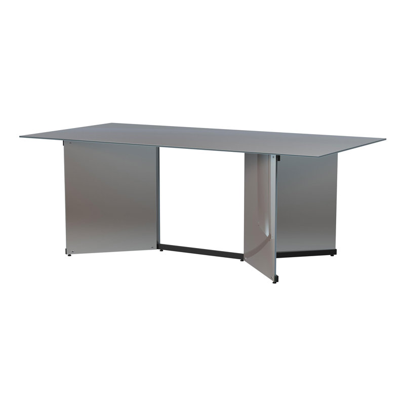 76-inch Rectangular Mirrored Dining Table Silver