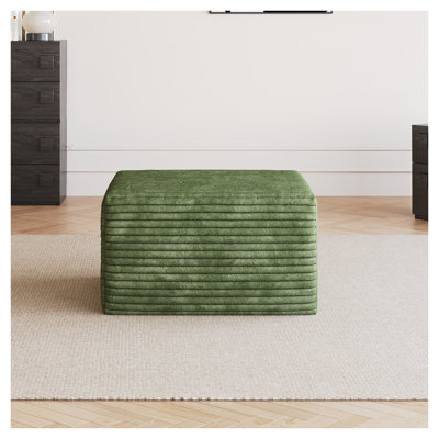 Repose-pieds moelleux en velours côtelé de couleur verte, aucun assemblage requis