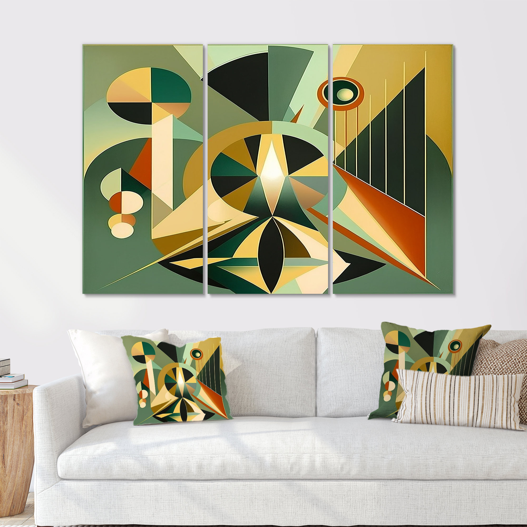 Wrought Studio™ Geometric Invocation Muted Retro Color - Midcentury ...