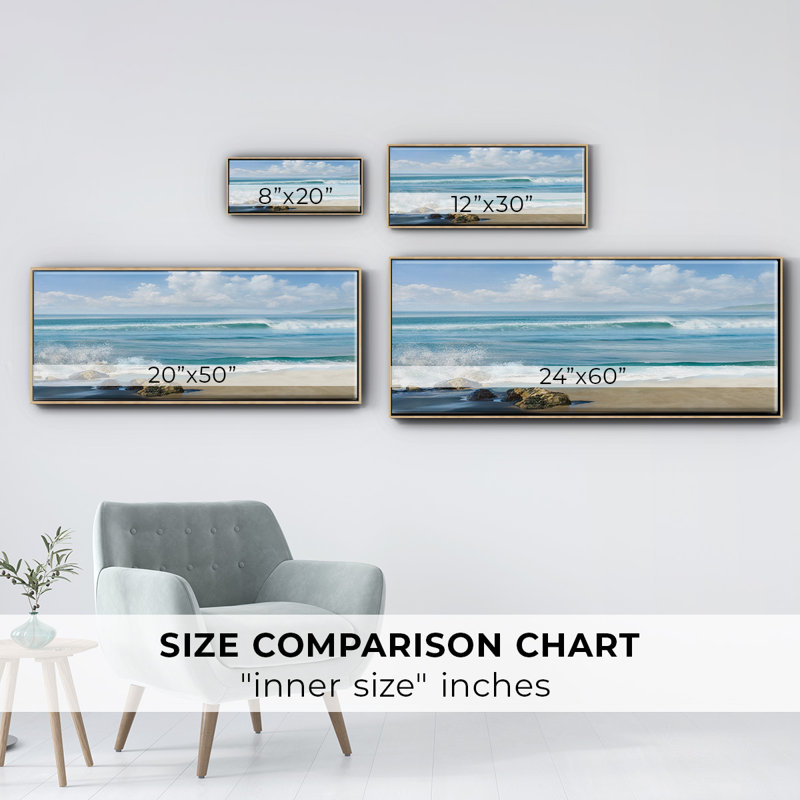 Sweeping Blue- Framed Canvas, 8" H x 20" W