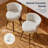 Anneli 24'' Swivel Counter Height Bar Stools Set of 2, White Counter Stools with Backs and Wood Legs for Kitchen Island-884832579-884832582-916282940