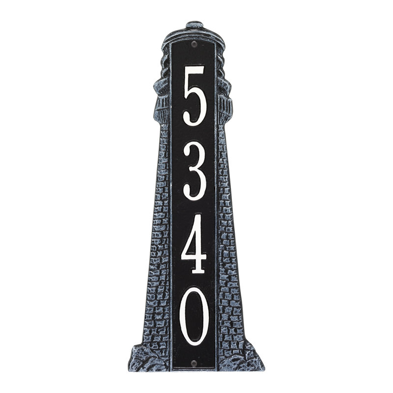 Plaque d'adresse murale verticale sur 4 lignes L Phare, Noir / Blanc