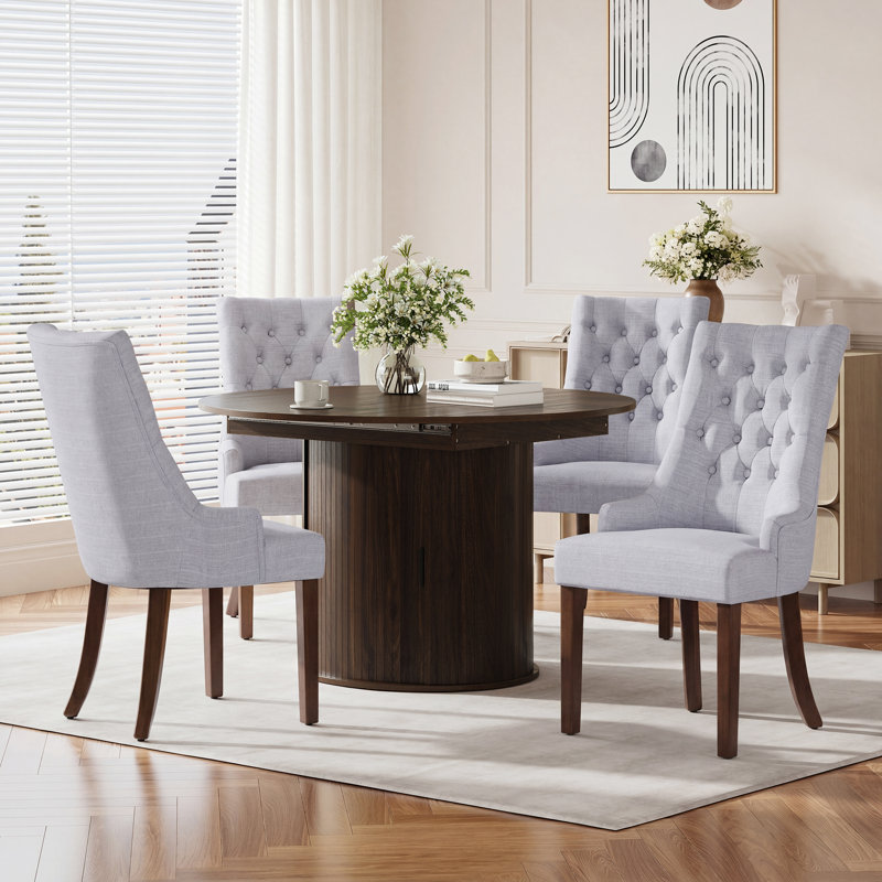 4-Person Dining Table Set, 5 Pieces: Table, 4 Chairs, Gray