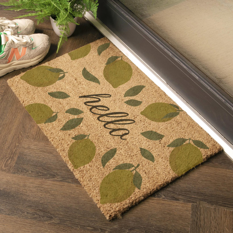 Hello Lemons Coir Doormat, 40cm W x 60cm L