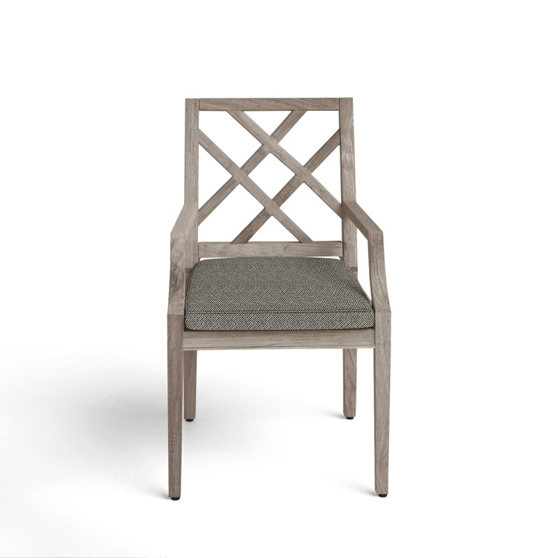 Chaise avec accoudoirs en teck Haley - Huître, Pas de soudure, Écorce Intermix, Huître teck