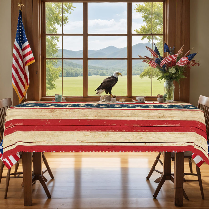 Flag Tablecloth 140x180cm Rectangular American Flag Design Party Picnic Dinner Decoration Table Cover, 70" L x 55" W