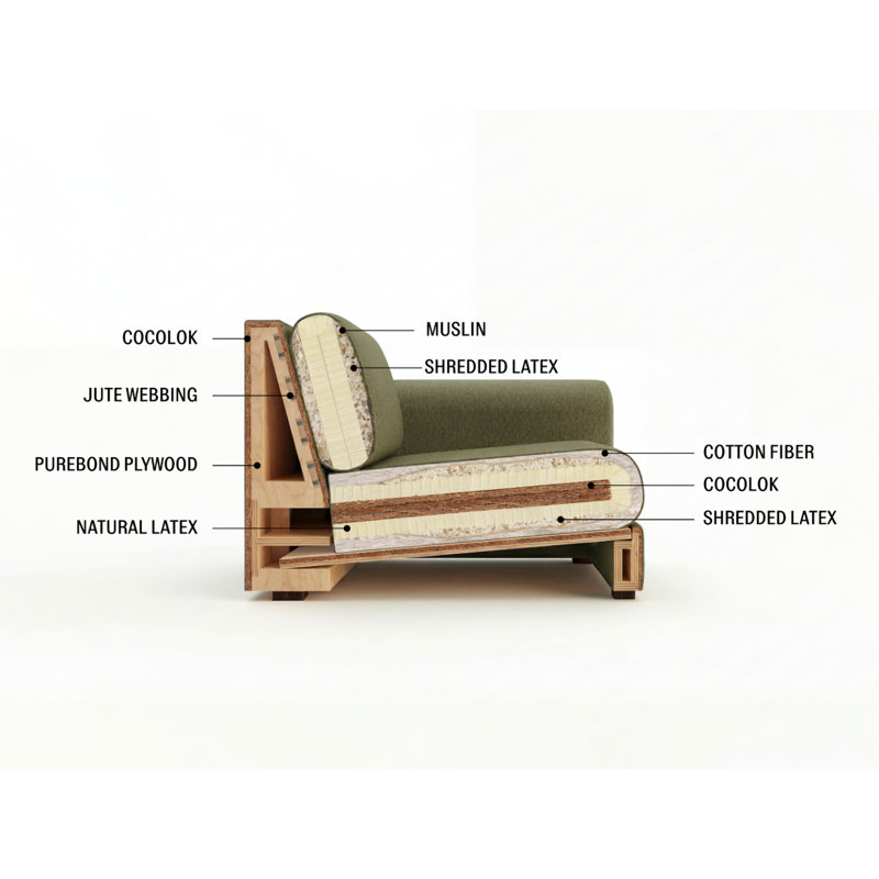 All-Natural Elevate Sofa 86", Cobalt Striped Hemp Blend