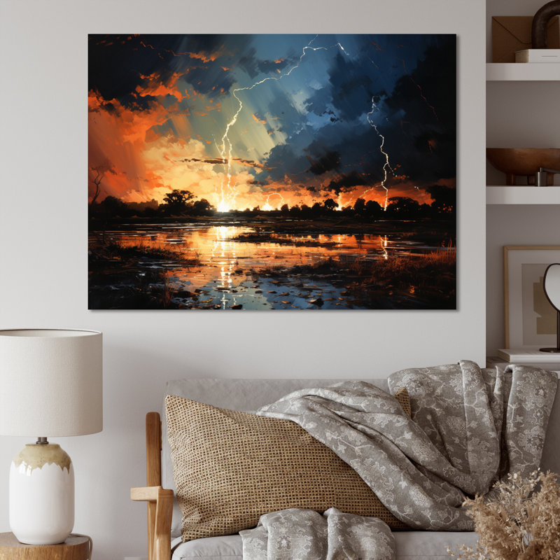 Dramatic Lightning Nights V, reproduction d'art sur toile, Toile tendue, H 24 po x l 32 po x P 1 po