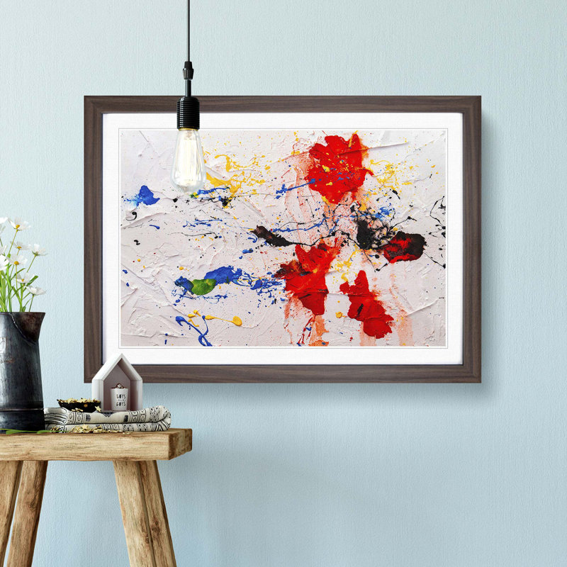 Abstract Art Painting Vol.452 by S.Johnson - Picture Frame Painting Print, 27cm H x 36cm W x 2cm D, Walnut Framed