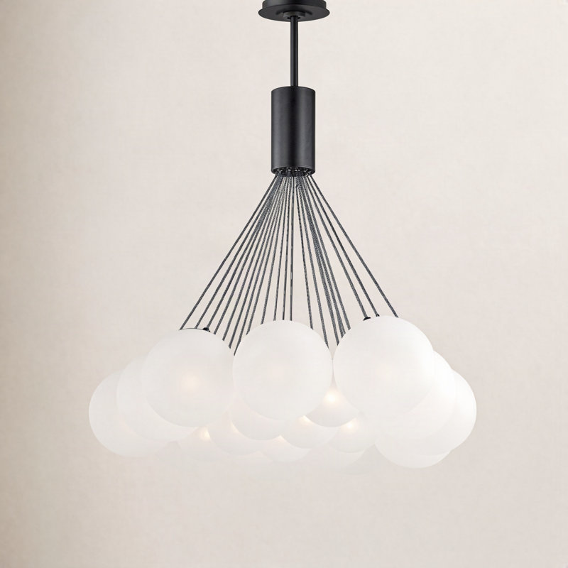 Luminaire suspendu grappe 20 lumières Alikee, Blanc, Noir mat