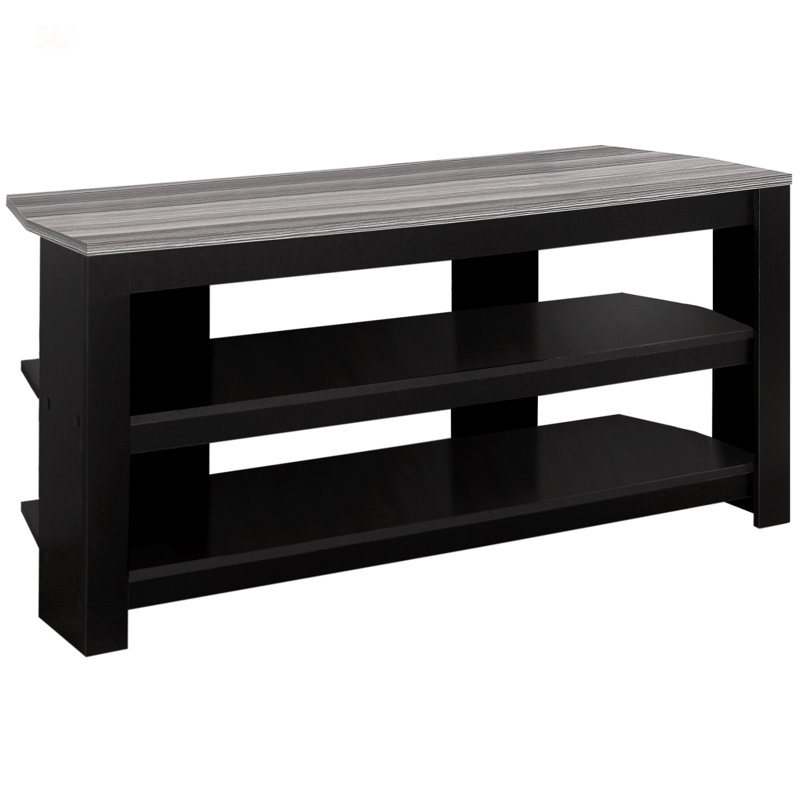 Modern 42 Inch TV Stand With Storage Shelves, Contemporary Media Entertainment Center For Living Room And Bedroom, Black