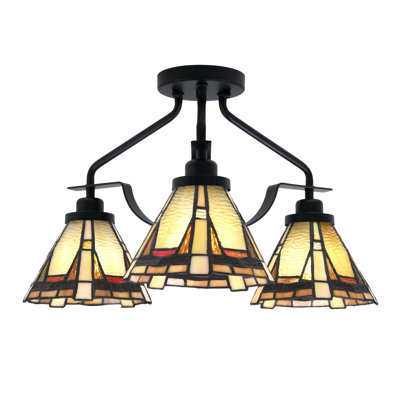 Luminaire semi-encastré 3 lumières Odyssey au fini noir mat avec verre Zion 7 po