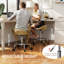 Tabouret roulant réglable, chaise de salon en polyuréthane avec repose-pieds, brun clair-335702598